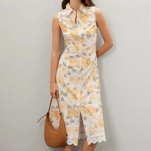 Rachel Parcell Sleeveless Shirt Dress in Peonies Floral